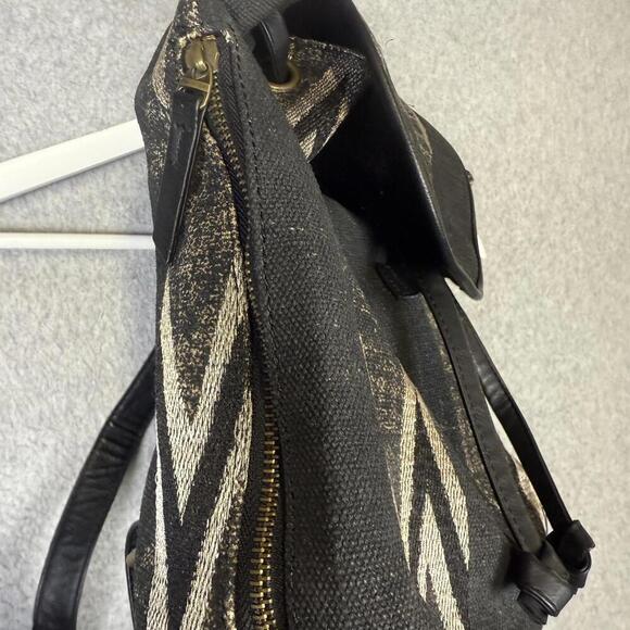 Lucky Brand Black Geometric Pattern Canvas Faux Leather Backpack Lucky Brand Black Geometric Pattern Canvas Faux Leather Backpack main image 2